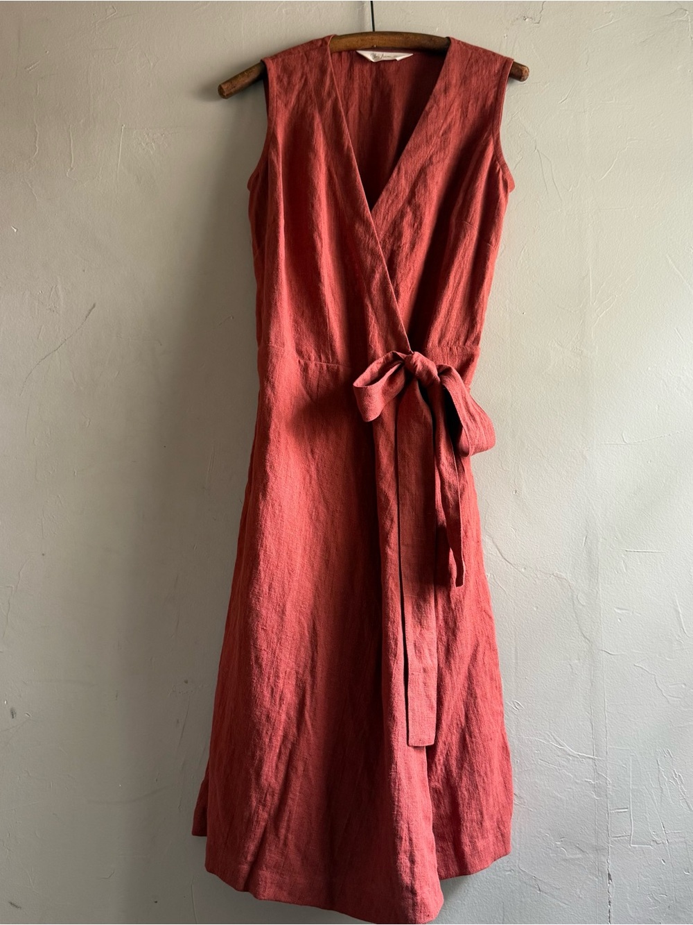 Sleeveless Wrap Midi Dress in Rust
